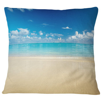Sand of Beach in Calm Caribbean Shore Modern Seascape Throw Pillow, 16"x16"