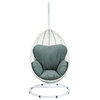 Benzara BM196873 Metal Swing Chair Cushioned Seating & Round Base, White/Gray