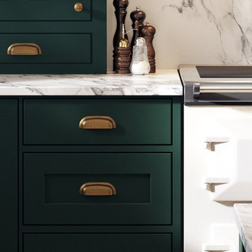 Traditional Green Shaker Kitchen Featuring Hampton In Bronze