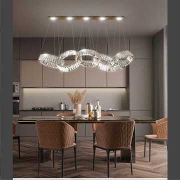 Luxury modern chandelier with three radiant crystal rings