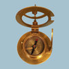 Small Brass Sundial/Magnetic Compass With Hardwood Case