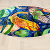 Sea life round chenille area rugs from my art. Approximately 60", Tropical Fish,