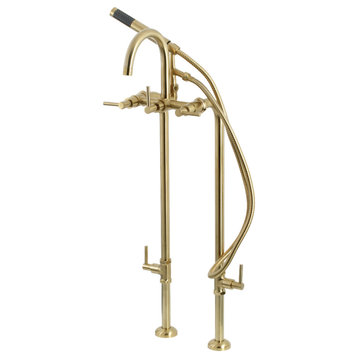 CCK8107DL Freestanding Tub Faucet With Supply Line, Stop Valve, Brushed Brass