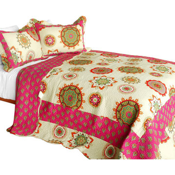 Children of Heaven 3PC Cotton Contained Patchwork Quilt Set (Full/Queen Size)
