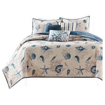 Madison Park Brushed Printed Coverlet 6-Piece Set, Twin/Twin Xl