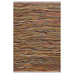 Bareens Designer Rugs - Eclectic Turkish Kilim Drusilla Hand-Woven Wool Rug - 6'0'' x 8'2'' - Elevate the elegance of your home with this stunning hand-woven tribal Kilim wool rug. Meticulously crafted on a loom by the Nomad Turkman people using hand-spun wool and 100% natural vegetable dyes, these rugs are recognized for their repetitive geometric patterns, incorporating naturalistic floral and traditional designs. The contemporary fashion palette results in bold, sharp patterns that are incredibly versatile, as the pattern is the same on both sides. These reversible rugs feature a lighter shade on one side and brighter colors on the other, providing versatility according to preference. These unique rugs are made by knotting short strands of different colors onto the warps and securing them by tightly pressing the wefts. The designs are created by interweaving the various colored wefts and warps. Kilims are known for their exceptional durability and versatility, making them truly unique rugs.  Product Details    Rug Size: 6'0'' x 8'2''  Material: 100% Wool  Style: Kilim, Flat Weave, Dhurrie, Turkish, Southwestern, Rustic, Tribal  Colors: Beige, Blue, Gold, Red  Weave Type: Hand-Woven, Handmade  Pile Height: Less than 0.25 inch