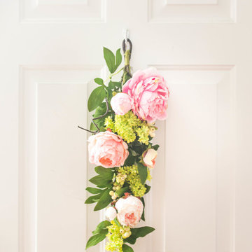 Nearly Natural Mixed Peony and Hydrangea Teardrop Floral - Front Door Entryway