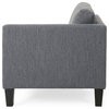 Brayan Contemporary 4-Seater Fabric Sofa With Accent Pillows, Charcoal/Dark Brow