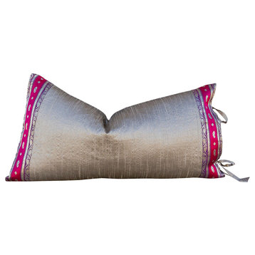 Rupa Large Festive Indian Silk Queen Lumbar Pillow Cover