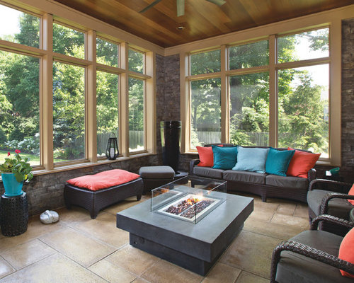 Wintergarten mit Kaminsims aus Beton Ideen, Design & Bilder | Houzz