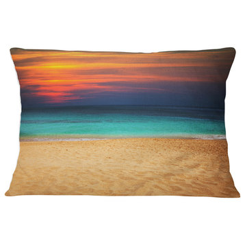 Sand to Sky Colorful Seashore Modern Beach Throw Pillow, 12"x20"
