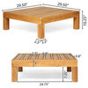 GDF Studio Oana Outdoor 5 Seater V Shaped Acacia Wood Sectional Sofa Set, Teak/Beige