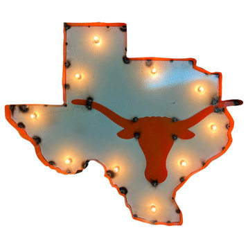 University of Texas at Austin illuminated recycled metal State logo
