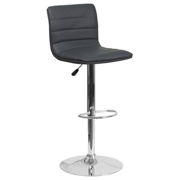 Flash Furniture 25" to 33" Striped Bar Stool in Gray with Chrome Base