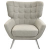 Determinative Chair in Gray Linen and Silver
