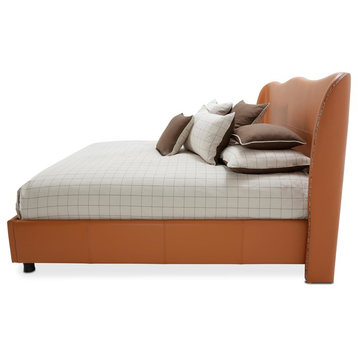 Emma Mason Signature Magnificent California King Upholstered Wing Bed in Orange