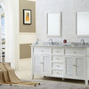 Shutter 70" White Vanity, Top: Carrara Marble, Without Mirror