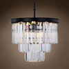Glass Fringe 9-Light Chandelier, Gray Iron, Clear, Without LED Bulbs