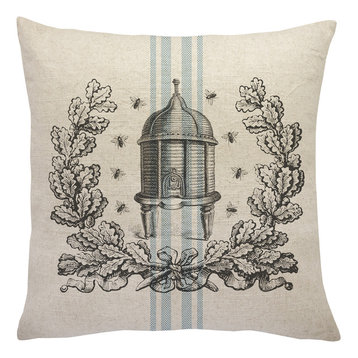 Bee Hive Striped Linen Throw Pillow