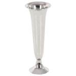 The Novogratz - Traditional Silver Aluminum Metal Vase 90936 - Display it on a wooden side or console table with a single flower to with glass or metallic table decorations to best appreciate its design. Designed with felt or rubber stoppers at the base that prevent scratching furniture and table tops, as well as sliding around. This item ships in 1 carton. Suitable for indoor use only. This item ships fully assembled in one piece. Made in India. This is a single silver colored vase. Traditional style. Vase has a 2.50 in mouth opening.