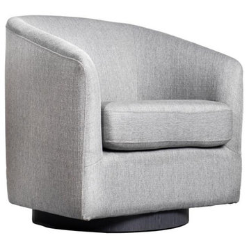 Landon Club Style Barrel Accent Armchair, Light Gray