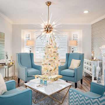 Glam Master Bathroom & Living Room - Steveston Home