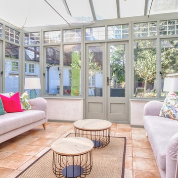 Farnham, Surrey, London : Conservatory with exotic and botanical touches.