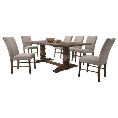 Ellen 7 Pieces Antique Natural Oak Dining Set
