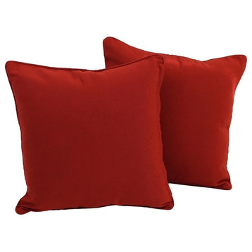 18" Solid Twill Square Throw Pillows, Ruby Red