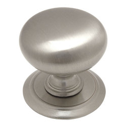 Cosmas - Cosmas 6542SN Satin Nickel Round Cabinet Knob With Backplate, Set of 5 - Cabinet And Drawer Knobs