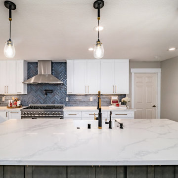 Bold blue backsplash to make an outstanding kitchen in Sacramento, CA