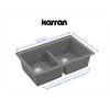Karran 32" Undermount Double Equal Bowl Quartz Kitchen Sink, Grey