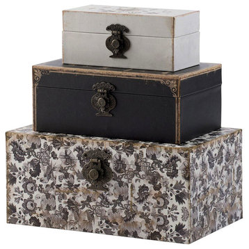 Black and White Decorative Boxes, 3-Piece Set