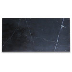 Stone Center Online - Nero Marquina Black Marble 12x24 Tile Polished, 100 sq.ft. - Nero Marquina Black Marble tile 12" width x 24" length x 3/8" thickness; Polished (Glossy) finish