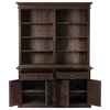 NovaSolo Halifax Mindi Mahogany Wood Hutch Bookcase Unit in Black Wash