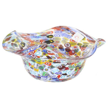 GlassOfVenice Murano Glass Millefiori Fazzoletto Bowl