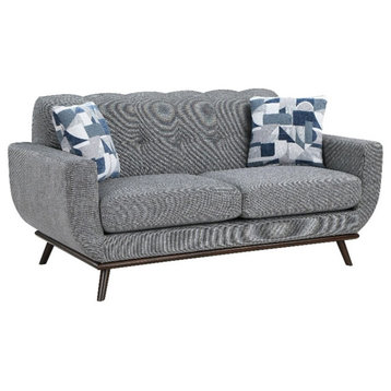 Pemberly Row Living Room Loveseat with Tufted Back in in Gray