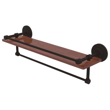 Que New 22" Wood Shelf with Gallery Rail and Towel Bar, Oil Rubbed Bronze