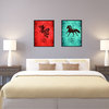 Horse Chinese Zodiac Aqua Print on Canvas with Picture Frame, 13"x17"