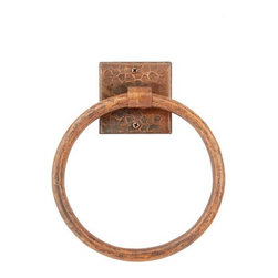 Premier Copper 7&Prime; Hand Hammered Copper Towel Ring TR7DB - Towel Rings