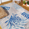 Tropics Palm Leaves Indoor/Outdoor Area Rug, Gray/Blue, 3 X 5