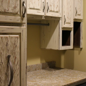 Hand carved rustic cabinetry