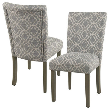 Set of 2 Armless Dining Chair, Tapered Legs With Cushioned Seat, Light Ash Gray