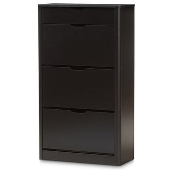 Modern And Contemporary Black Wood Shoe Cabinet