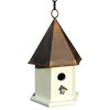 White Wood Bird House With Verdi With Copper Roof