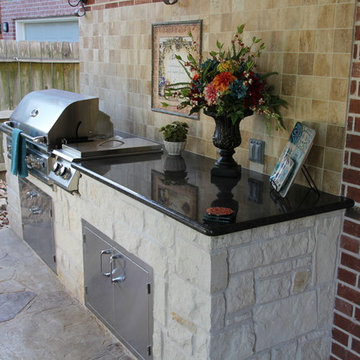 Outdoor Kitchen, Fire Feature, and Stamp Overlay in Humble