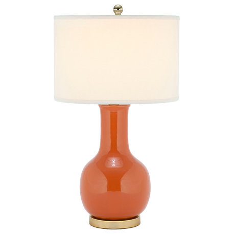 Safavieh White Ceramic Paris Lamp, Orange