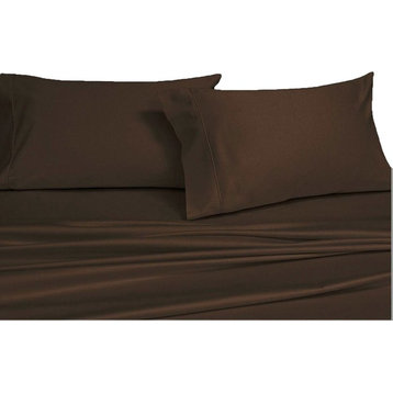 300TC 100% Cotton Solid Duvet Cover, Chocolate, King/Cal King