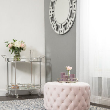 Porscha Tufted Round Velvet Ottoman