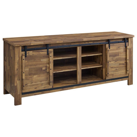 Cheshire 70" Rustic Sliding Door Buffet Table Sideboard, Walnut